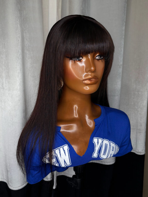 BeLady 8-16 Inch 200_ Density Straight Glue-Less Put On And Go Bob Wig With Bangs - Bang Straight Human Hair Wig