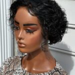 Belady 6-8 Inches Curly Pixie Cut Wig Brazilian Transparent Lace Human Hair Wigs 13x1 Deep Wave Lace Front Bob Wig For Women Human Hair
