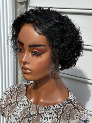 Belady 6-8 Inches Curly Pixie Cut Wig Brazilian Transparent Lace Human Hair Wigs 13x1 Deep Wave Lace Front Bob Wig For Women Human Hair