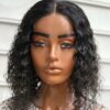 BeLady 12-24 Inch 4x4 Kinky Curly Human Hair Wig  Black Color 180