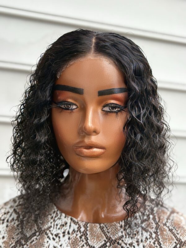 BeLady 12-24 Inch 4x4 Kinky Curly Human Hair Wig  Black Color 180