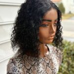 BeLady 12-24 Inch 4x4 Kinky Curly Human Hair Wig  Black Color 180