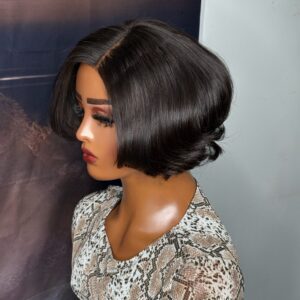 8-12 Inch 13x4 Lace Front Human Hair Short Bob Pixy Cut Wig 200_ Density